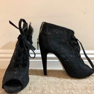 Nine West Laced Peep Toe Ankle Boot
